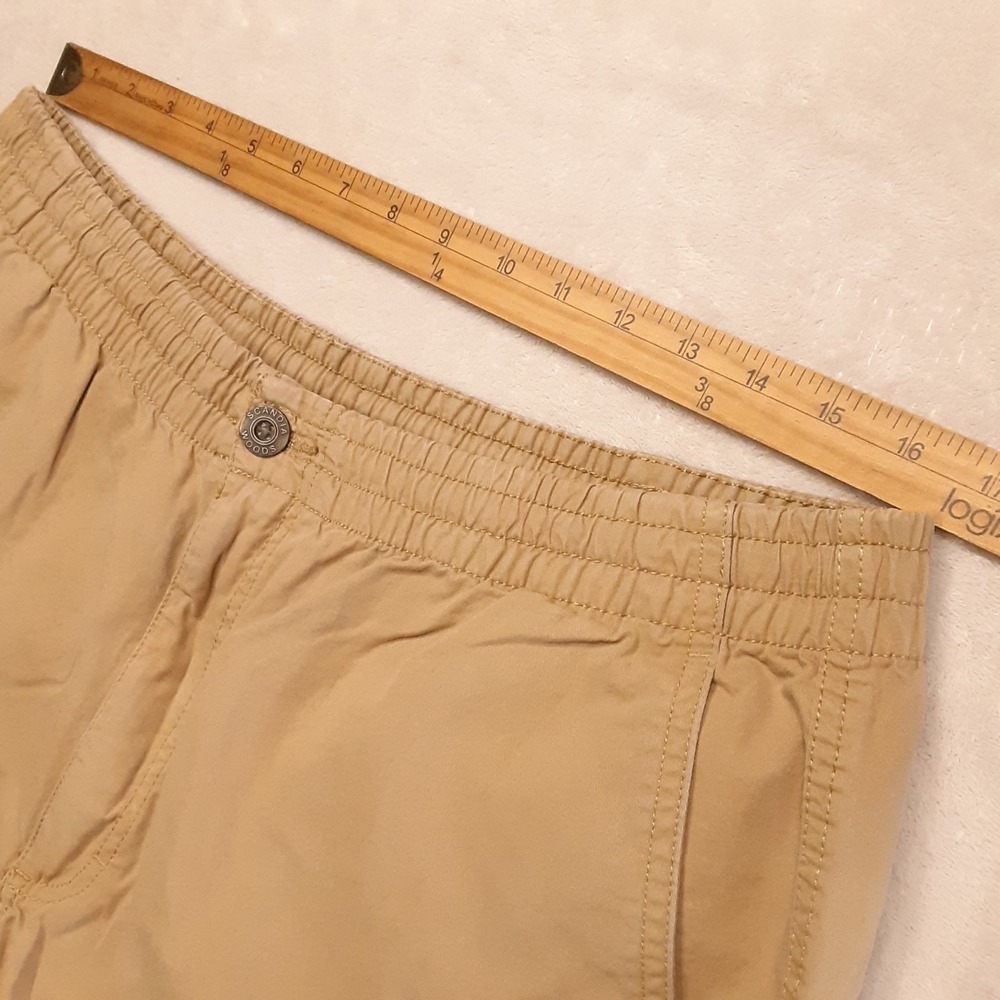 Scandia Woods Mens Drawstring Jogger Shorts Large 6" Inseam Khaki Elastic Waist - Picture 5 of 8